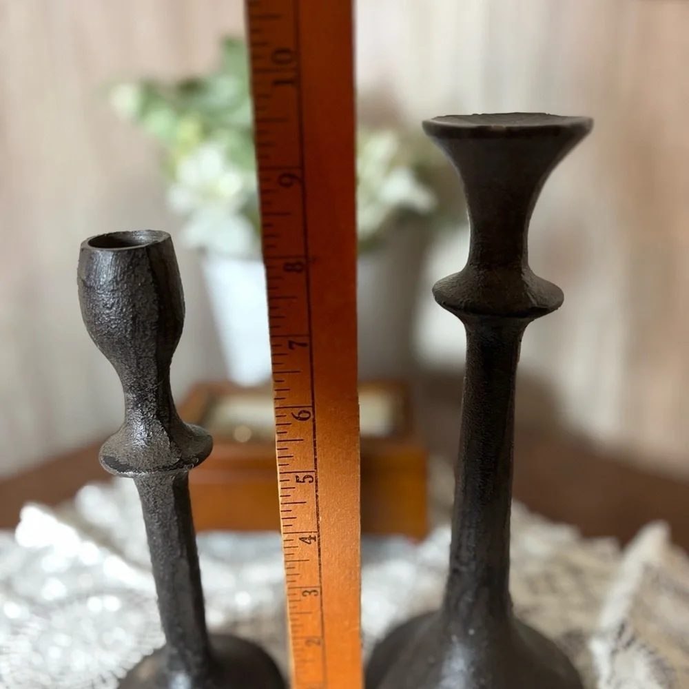 Heavy Rustic Tapered Candle Holders